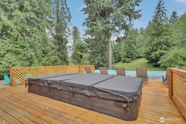 16121 Cedar Grove Rd SE, Issaquah, WA 98027 - deck with a covered hot tub and a pool
