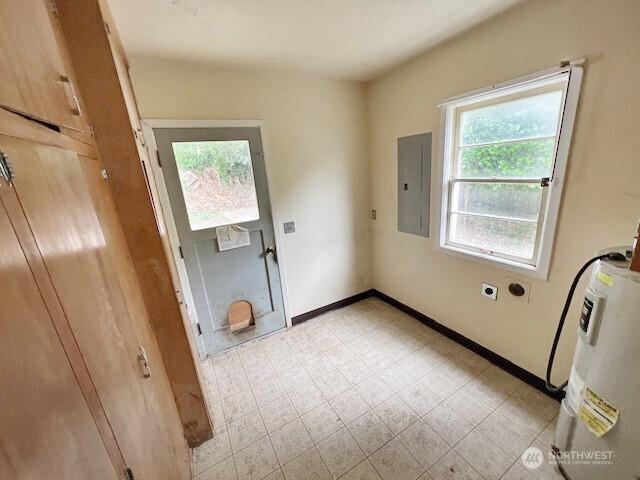 4140 Poplar Way, Longview, WA 98632 - laundry room with electric panel, water heater, and electric dryer hookup