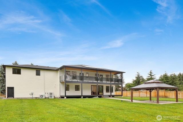 2768 W Wiser Lake Ct, Ferndale, WA 98248 - rear view of property with a gazebo, a balcony, a patio area, and solar panels