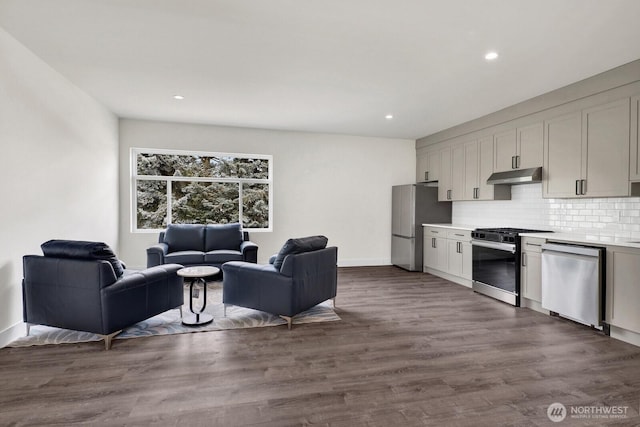 2768 W Wiser Lake Ct, Ferndale, WA 98248 - living area with recessed lighting and dark wood finished floors