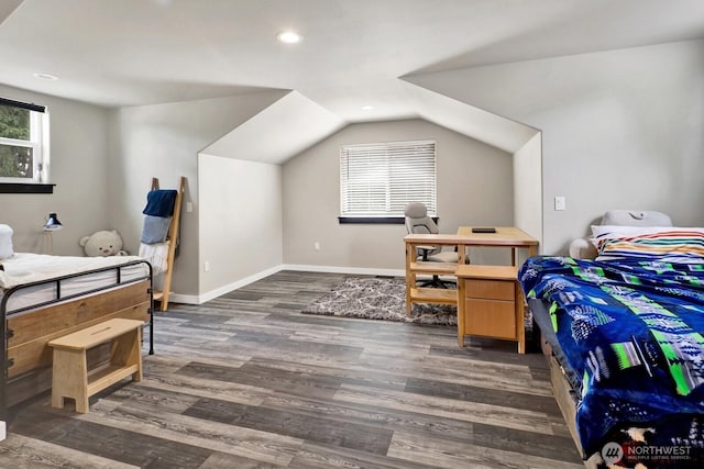 8419 Double Ditch Rd, Lynden, WA 98264 - bedroom featuring wood finished floors, recessed lighting, and lofted ceiling