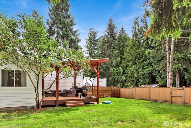 8419 Double Ditch Rd, Lynden, WA 98264 - fenced backyard with a deck and a gate