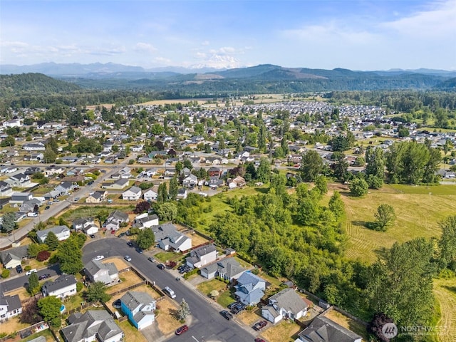 209 Groff Ave NW, Orting, WA 98360 - aerial overview of property's location featuring a mountainous background and nearby suburban area