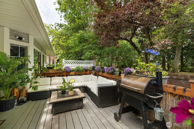 4714 Fairwood Blvd NE Unit 201, Tacoma, WA 98422 - wooden deck with an outdoor living space and a grill