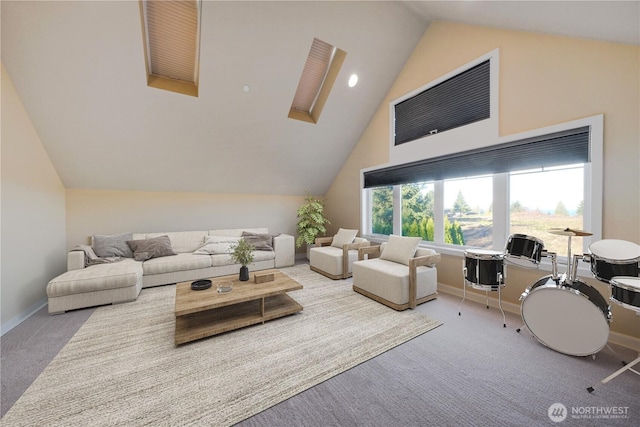 14329 SE 84th Ct, Newcastle, WA 98059 - carpeted living area with lofted ceiling and a skylight