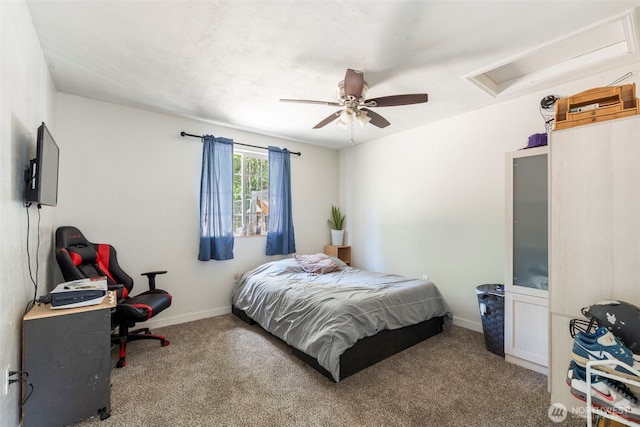 253 Kruger Rd Unit B, Onalaska, WA 98570 - carpeted bedroom featuring attic access and ceiling fan