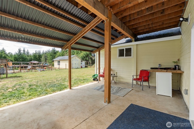 253 Kruger Rd Unit B, Onalaska, WA 98570 - view of patio / terrace featuring an outdoor structure