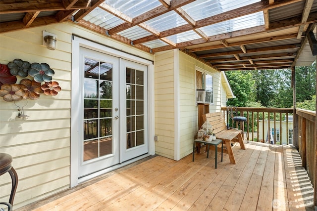 253 Kruger Rd Unit B, Onalaska, WA 98570 - wooden terrace featuring french doors and cooling unit
