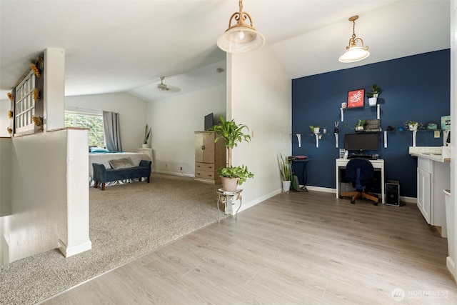 253 Kruger Rd Unit B, Onalaska, WA 98570 - home office with lofted ceiling and light wood-style floors