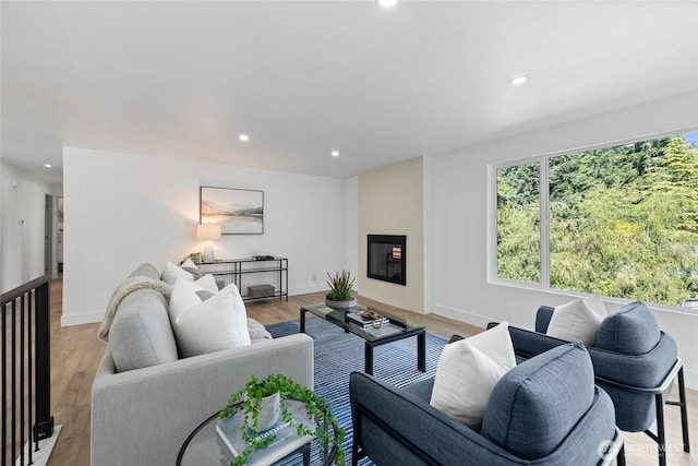 824 SW 301st Pl, Federal Way, WA 98023 - living room featuring recessed lighting, a fireplace, and light wood-type flooring