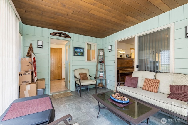 1023 E Maple St, Kent, WA 98030 - living room with wood ceiling and wood walls
