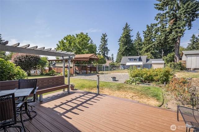 1023 E Maple St, Kent, WA 98030 - wooden terrace featuring a pergola and outdoor dining space