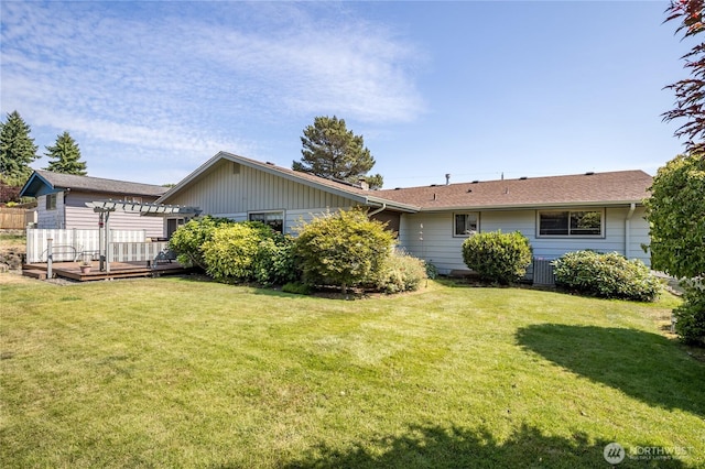 1023 E Maple St, Kent, WA 98030 - rear view of property featuring a wooden deck, a yard, and a pergola