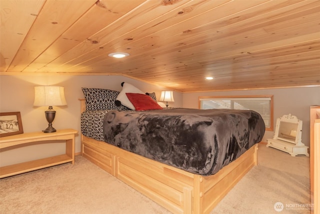 1546 Reservation Rd SE Unit 213, Olympia, WA 98513 - bedroom featuring wood ceiling, carpet, recessed lighting, and vaulted ceiling