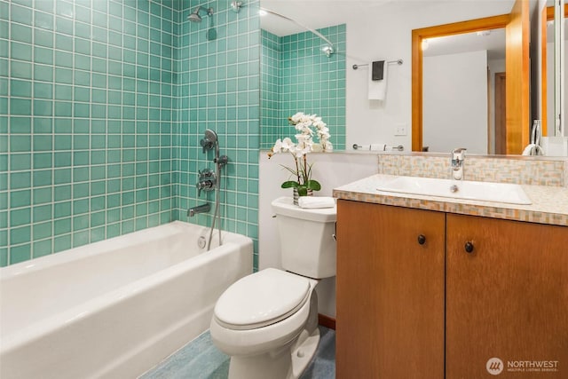 14460 NE 16th Pl, Bellevue, WA 98007 - bathroom with vanity, washtub / shower combination, and backsplash