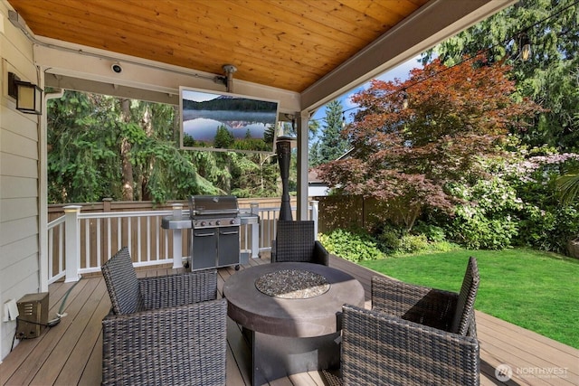 8132 NE 117th Pl, Kirkland, WA 98034 - wooden terrace with a grill and a yard