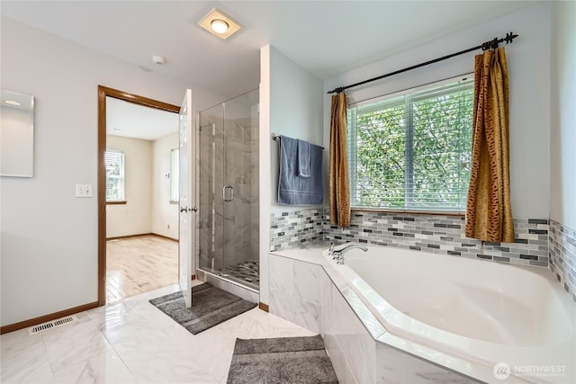 3205 179th Pl SE, Bothell, WA 98012 - full bathroom with a stall shower, a garden tub, and marble finish floors