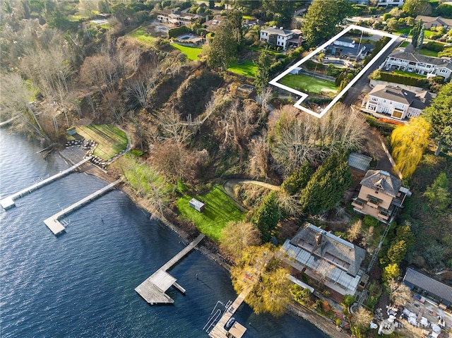 6405 NE Windermere Rd, Seattle, WA 98105 - aerial view of property and surrounding area featuring property boundaries highlighted and a large body of water