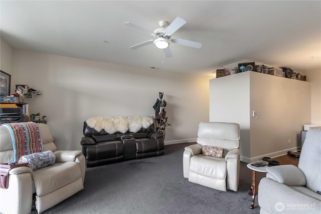1548 River Rd Unit 301, Longview, WA 98632 - carpeted living area with a ceiling fan and baseboards