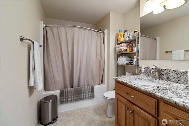 1548 River Rd Unit 301, Longview, WA 98632 - bathroom with vanity, shower / bath combo with shower curtain, and tile patterned floors