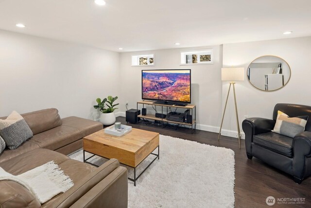 4106 SW Kenyon St, Seattle, WA 98136 - living room featuring recessed lighting and wood finished floors