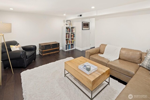 4106 SW Kenyon St, Seattle, WA 98136 - living area with recessed lighting and dark wood-type flooring