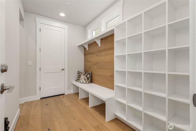 21025 SE 80th St, Issaquah, WA 98027 - mudroom with light wood-style flooring and recessed lighting