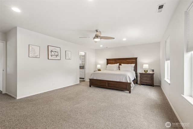 1105 Nunnally Ave NW, Orting, WA 98360 - bedroom featuring carpet floors, recessed lighting, and a ceiling fan