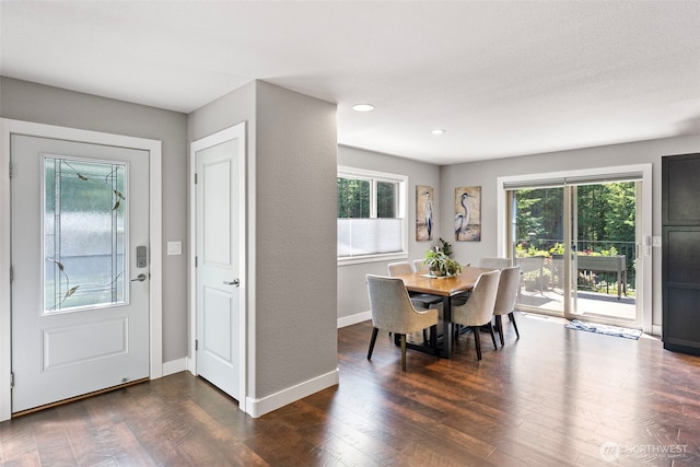 134 Robin Ln, Port Ludlow, WA 98365 - dining space featuring plenty of natural light, dark wood-style floors, and recessed lighting