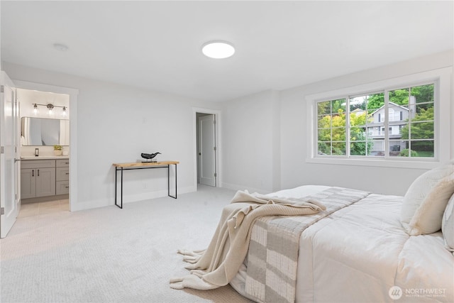 3696 169th Ave NE, Bellevue, WA 98008 - bedroom featuring light colored carpet and connected bathroom