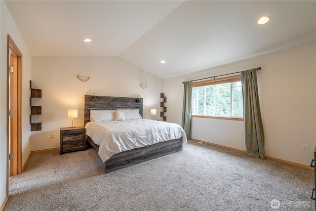 13858 Dogwood Ct, Sultan, WA 98294 - bedroom with carpet flooring, vaulted ceiling, and recessed lighting