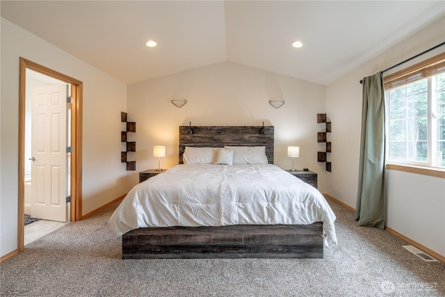13858 Dogwood Ct, Sultan, WA 98294 - bedroom featuring carpet, vaulted ceiling, and recessed lighting