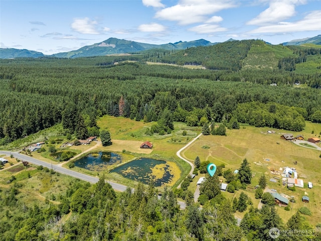 262 Falls Rd, Randle, WA 98377 - drone / aerial view of a heavily wooded area and a mountainous background