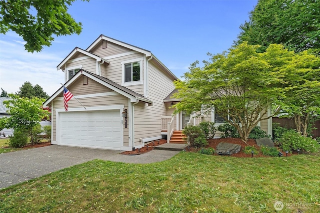 5411 Komachin Loop SE, Lacey, WA 98513 - traditional-style house featuring driveway, a front lawn, and a garage
