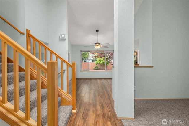 5411 Komachin Loop SE, Lacey, WA 98513 - staircase with a ceiling fan and wood finished floors