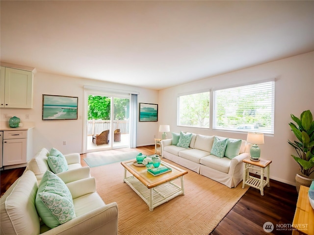1804 SE 10th Ave, Olympia, WA 98501 - living room featuring dark wood-style flooring and baseboards