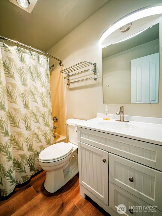 1804 SE 10th Ave, Olympia, WA 98501 - bathroom with vanity, wood finished floors, and shower / tub combo
