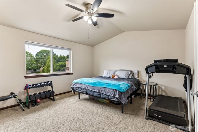815 6th Ave SW, Olympia, WA 98512 - carpeted bedroom with vaulted ceiling and ceiling fan