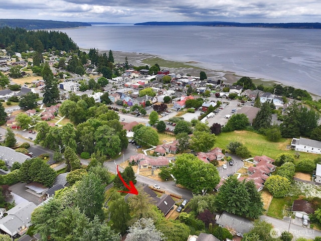 121 4th St, Langley, WA 98260 - aerial perspective of suburban area with a large body of water