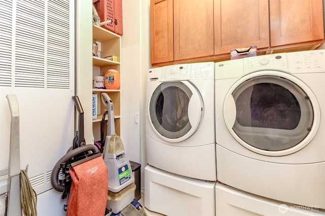 2101 S 324th St Unit 22, Federal Way, WA 98003 - laundry room featuring a heating unit, washing machine and clothes dryer, and cabinet space