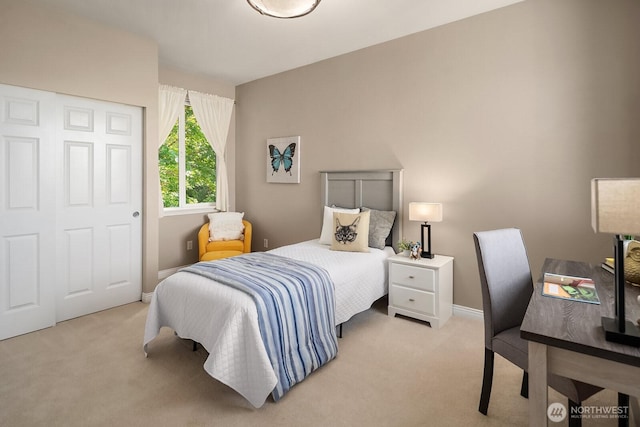 10113 SE 220th Pl, Kent, WA 98031 - bedroom featuring light colored carpet and a closet