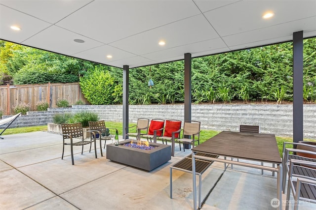 3108 92nd Ave NE, Clyde Hill, WA 98004 - view of patio / terrace featuring a fire pit and outdoor dining space
