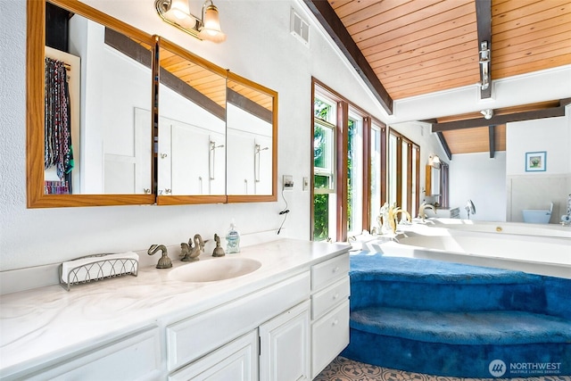 16906 13th Ave NW, Shoreline, WA 98177 - full bathroom featuring wood ceiling, vanity, and a bathtub