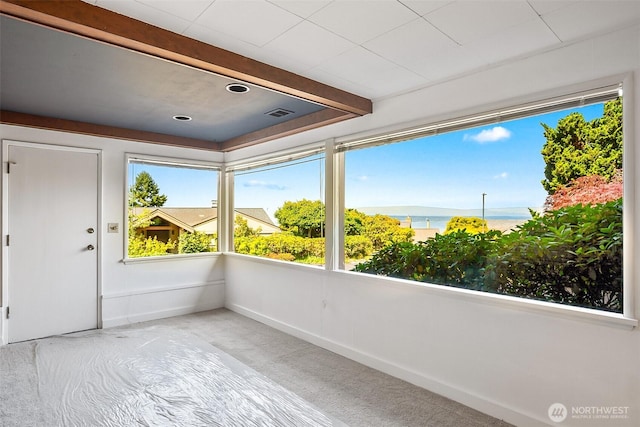 16906 13th Ave NW, Shoreline, WA 98177 - unfurnished sunroom featuring carpet floors and a water view