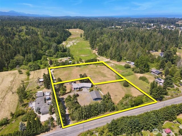 10 Davenhill Ln, Sequim, WA 98382 - aerial view of a heavily wooded area