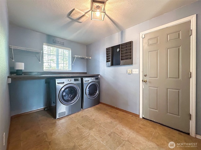 210 E Mossflower Ln, Grapeview, WA 98546 - washroom featuring independent washer and dryer and a textured ceiling