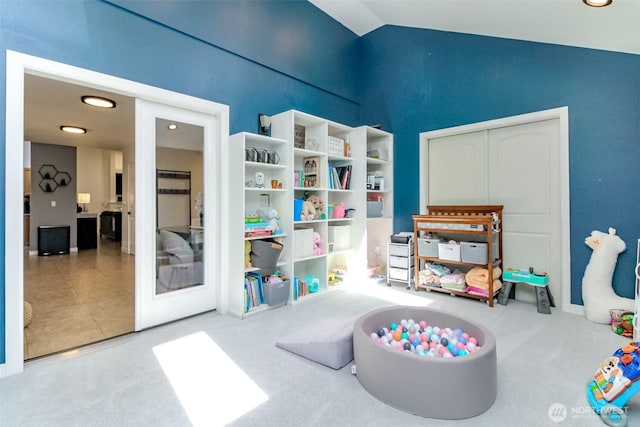 35459 25th Pl S, Federal Way, WA 98003 - recreation room with high vaulted ceiling and carpet flooring