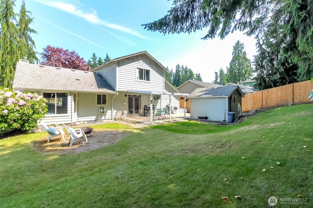 35459 25th Pl S, Federal Way, WA 98003 - back of house featuring a patio area, a shed, and french doors