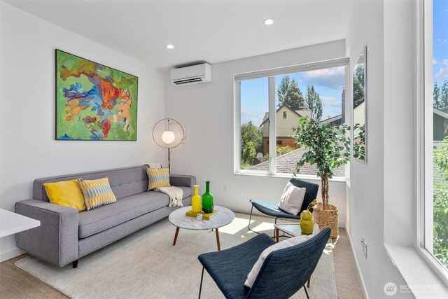 3642A Interlake Ave N, Seattle, WA 98103 - living room featuring a wall unit AC, healthy amount of natural light, and recessed lighting