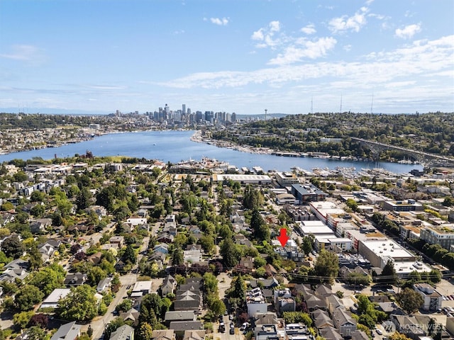 3642A Interlake Ave N, Seattle, WA 98103 - aerial view of residential area featuring a large body of water and skyline